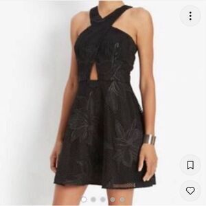Jay Godfrey for intermix nwt black halter cutout skater dress size 0